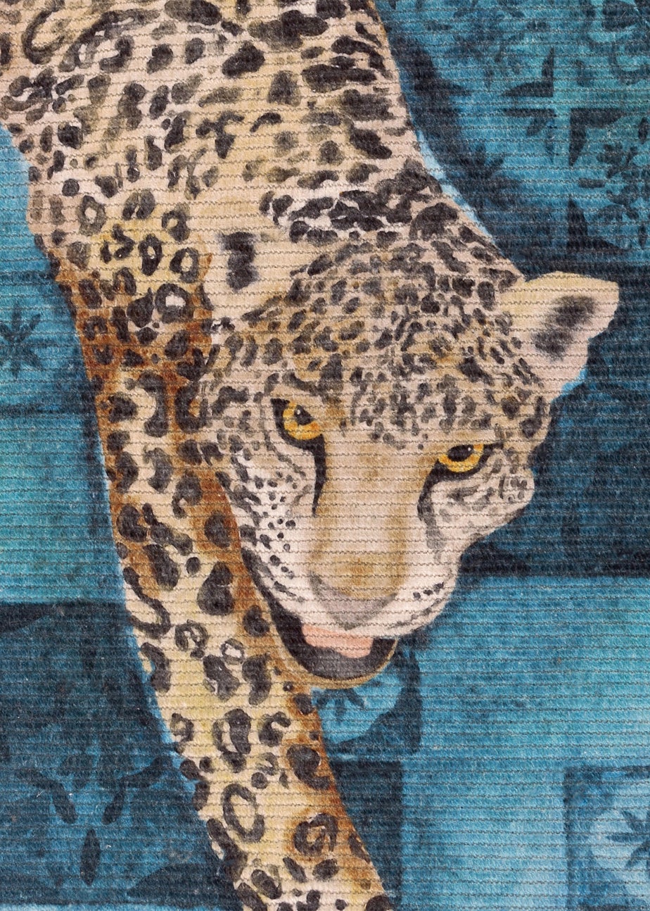 Paoletti Azure Blue Majorelle Printed Indoor/Outdoor Rug