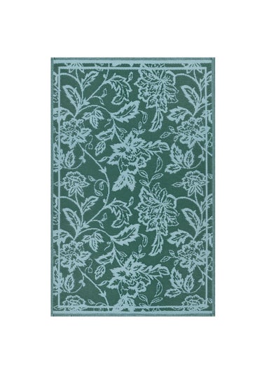 furn. Teal Anemone Woven Jacquard Outdoor Rug
