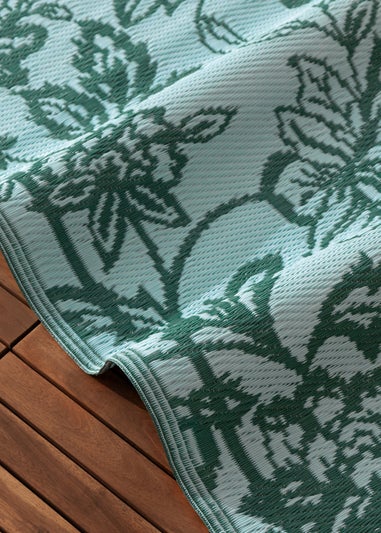 furn. Teal Anemone Woven Jacquard Outdoor Rug