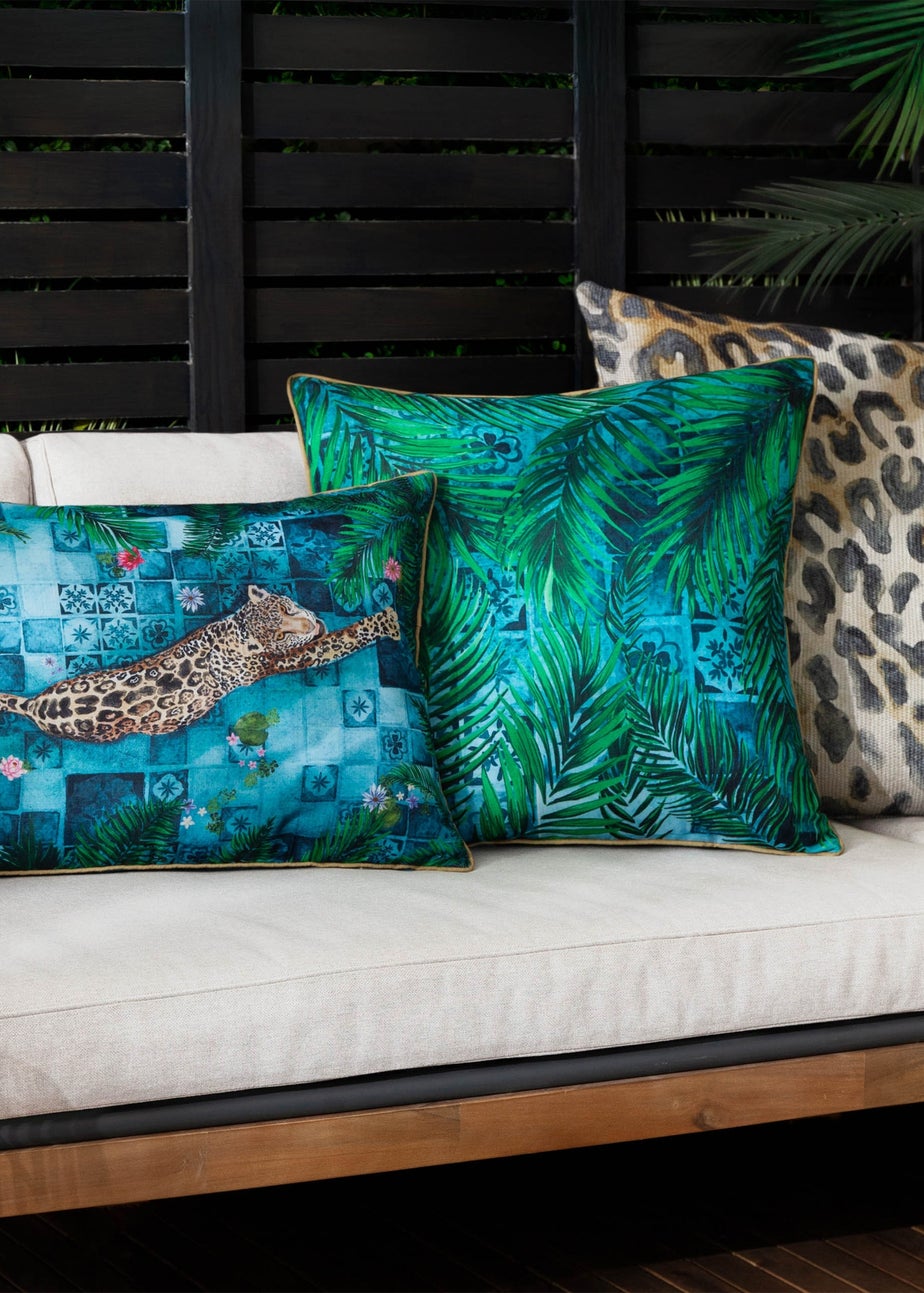 Paoletti Dark Blue Majorelle Palm Outdoor Outdoor Cushion