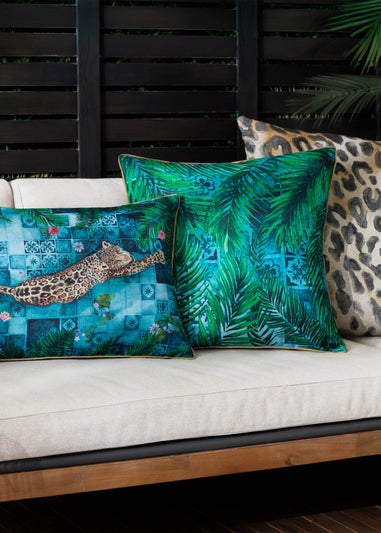 Paoletti Dark Blue Majorelle Palm Outdoor Outdoor Cushion