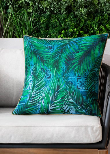 Paoletti Dark Blue Majorelle Palm Outdoor Outdoor Cushion