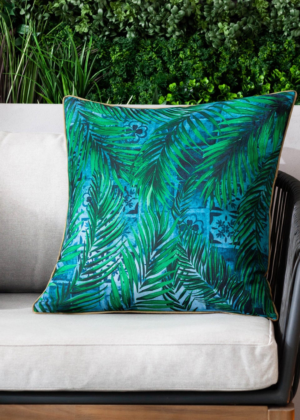 Paoletti Dark Blue Majorelle Palm Outdoor Outdoor Cushion