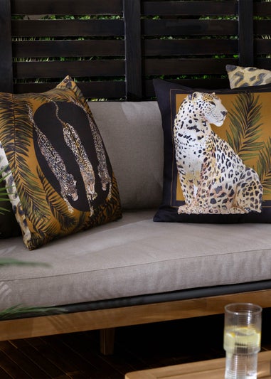 Paoletti Black/Gold Leopardis Trio Printed Outdoor Outdoor Cushion