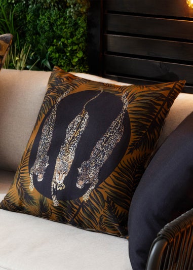 Paoletti Black/Gold Leopardis Trio Printed Outdoor Outdoor Cushion