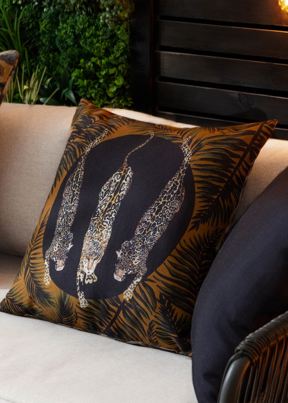 Paoletti Black/Gold Leopardis Trio Printed Outdoor Outdoor Cushion