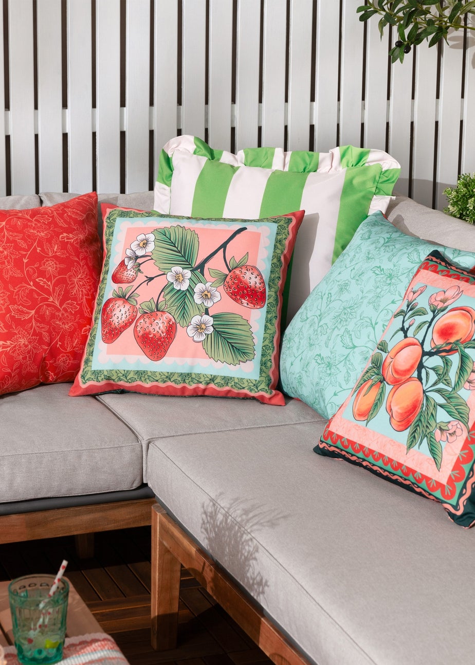furn. Anemone Strawberries Printed Outdoor Outdoor Cushion