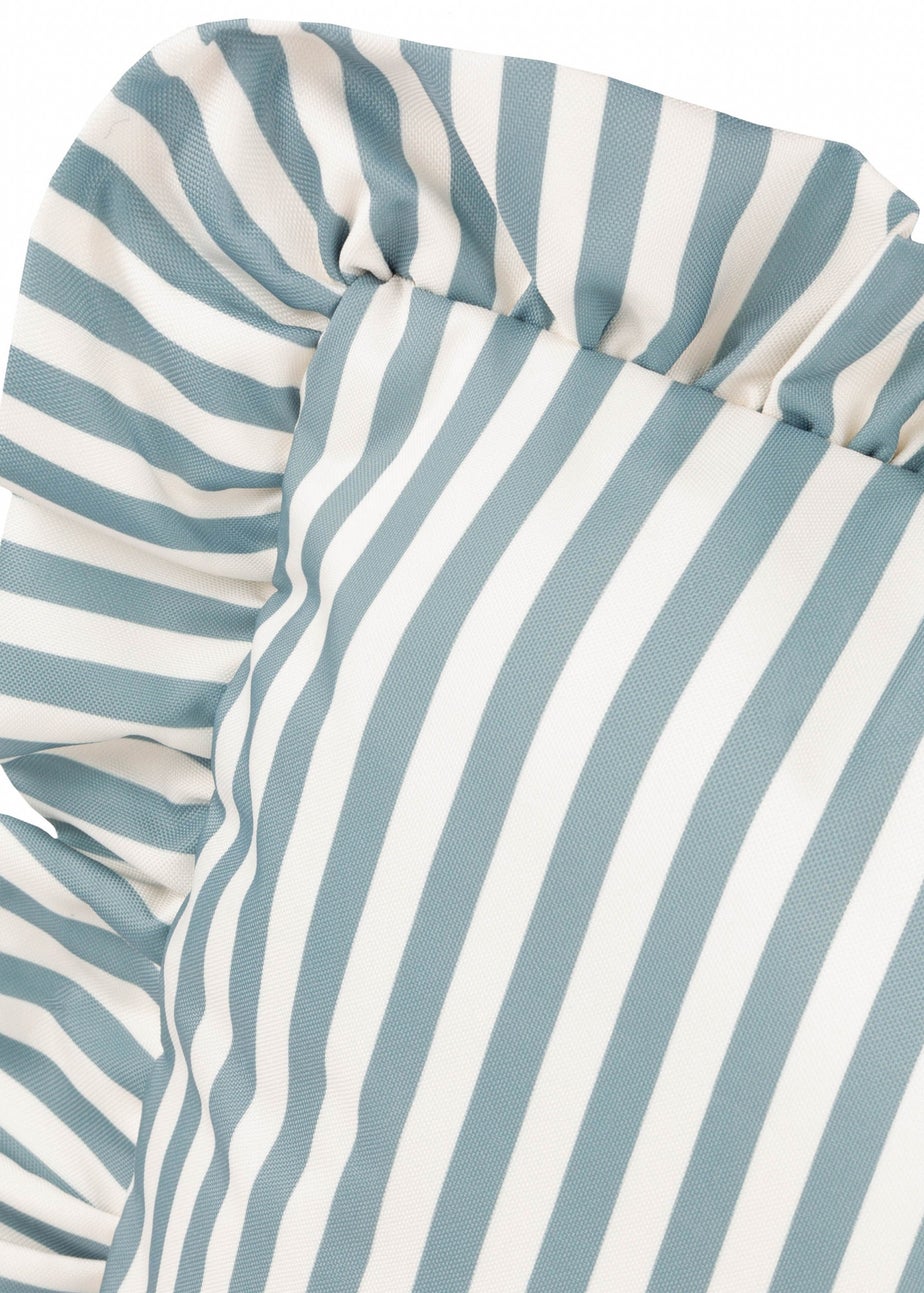 Wylder Nature Light Blue Millie Ruffle Striped Outdoor Cushion