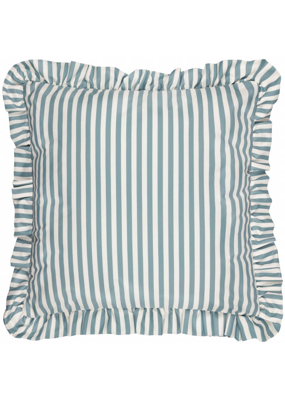 Wylder Nature Light Blue Millie Ruffle Striped Outdoor Cushion