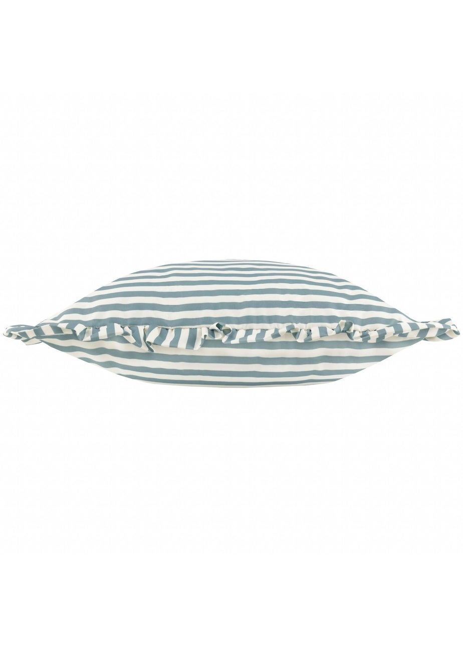 Wylder Nature Light Blue Millie Ruffle Striped Outdoor Cushion
