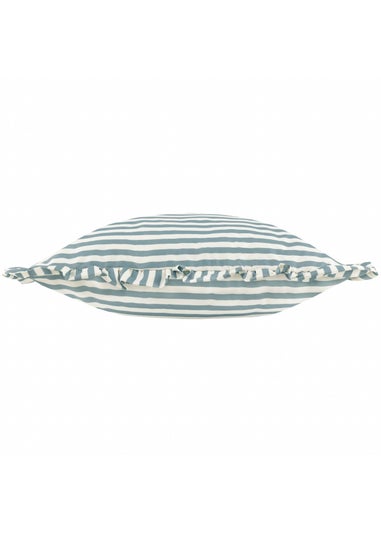 Wylder Nature Light Blue Millie Ruffle Striped Outdoor Cushion