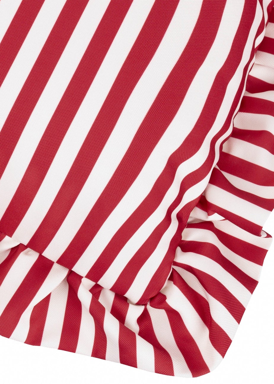 Wylder Nature Red Millie Ruffle Striped Outdoor Cushion