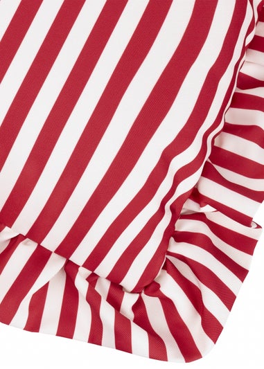 Wylder Nature Red Millie Ruffle Striped Outdoor Cushion