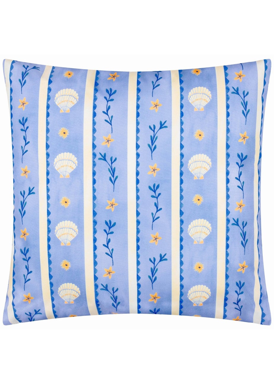 furn. Blue Sea Shells Printed Outdoor Cushion