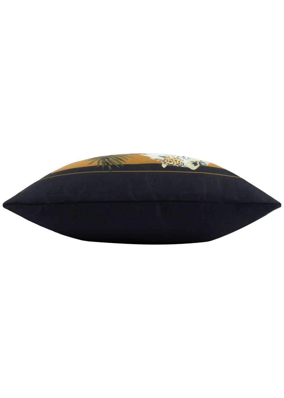 Paoletti Black/Gold Leopardis Cat Printed Outdoor Outdoor Cushion