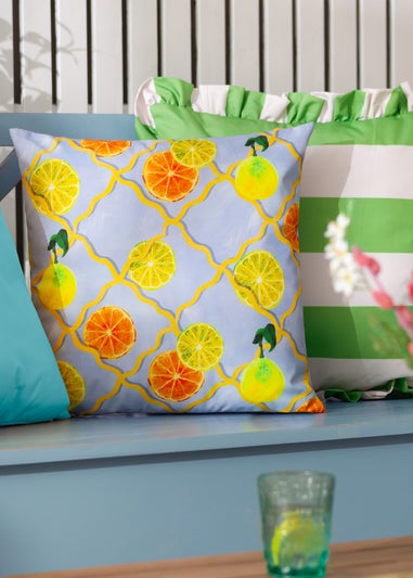 Wylder Citrus Blue Trellis Printed Outdoor Outdoor Cushion