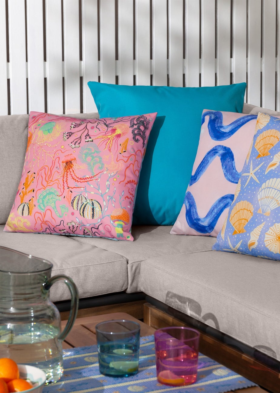 furn. Pink Reef Printed Outdoor Outdoor Cushion