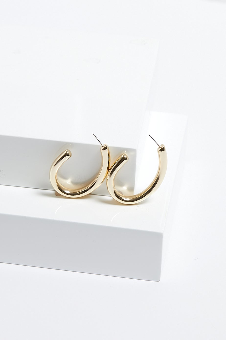 Mood Gold Polished Simple Large Hoop Earrings