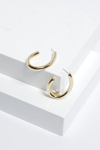 Mood Gold Polished Simple Large Hoop Earrings
