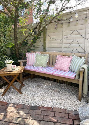 rucomfy Indoor/Outdoor Striped Single Bench Dusky Pink Seatpad