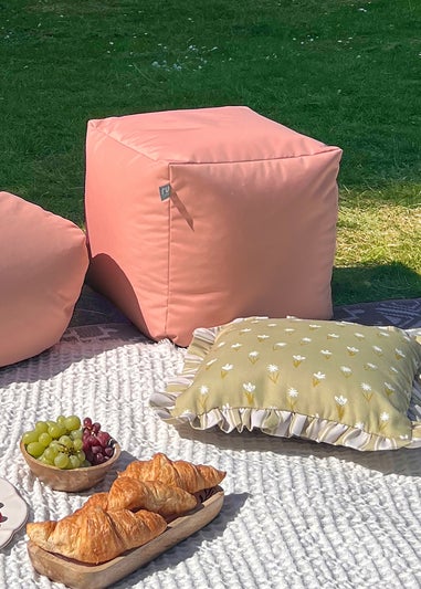 rucomfy Indoor/Outdoor Cube Dusky Pink Beanbag