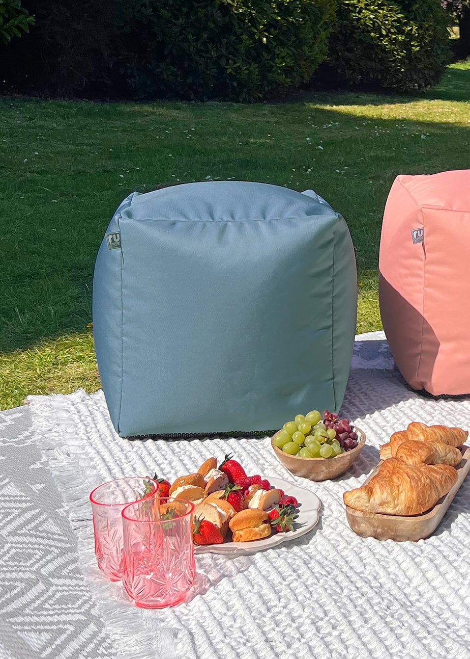 rucomfy Indoor/Outdoor Cube Seafoam Blue Beanbag