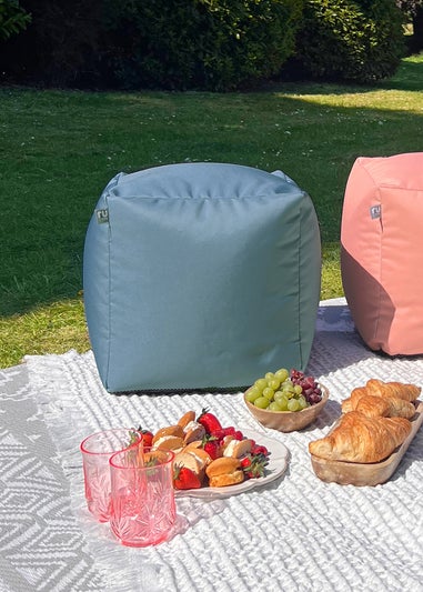 rucomfy Indoor/Outdoor Cube Seafoam Blue Beanbag