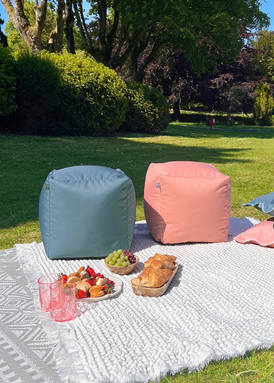 rucomfy Indoor/Outdoor Cube Seafoam Blue Beanbag