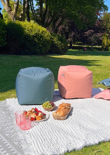 rucomfy Indoor/Outdoor Cube Seafoam Blue Beanbag