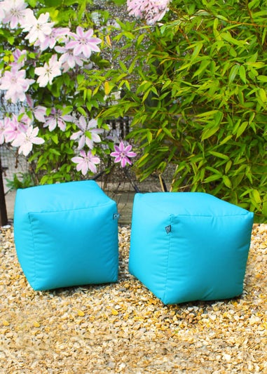 rucomfy Indoor/Outdoor Cube Turquoise Beanbag