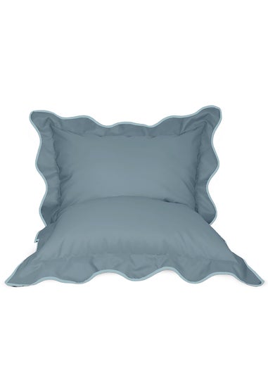 rucomfy Indoor/Outdoor Giant Scalloped Squashy Squarbie Seafoam Blue Beanbag