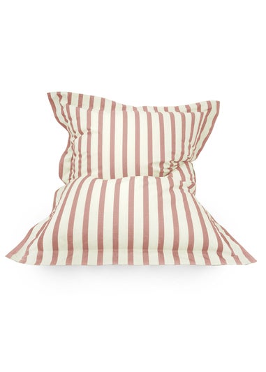 rucomfy Indoor/Outdoor Giant Striped Squashy Squarbie Dusky Pink Beanbag