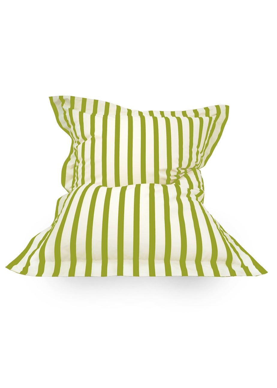 rucomfy Indoor/Outdoor Giant Striped Squashy Squarbie Olive Green Beanbag