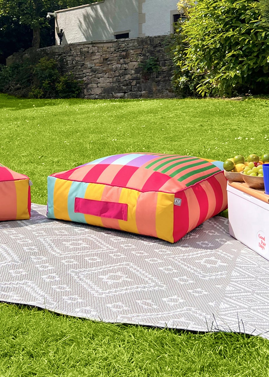 rucomfy Indoor/Outdoor Box Floor Cushion Block Print Beanbag