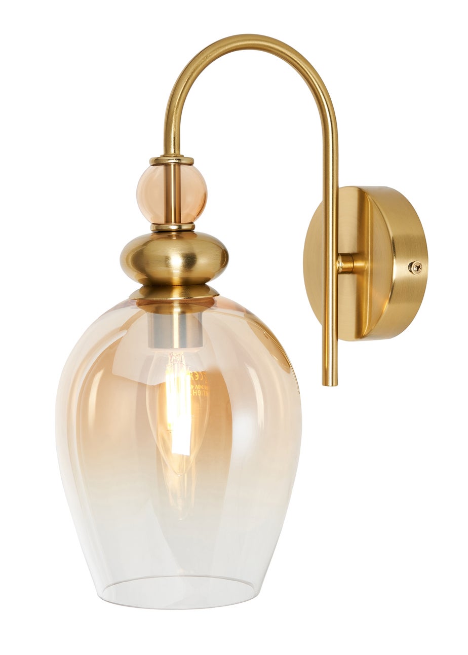 BHS Lighting Teyana Brass Glass Wall Light (31cm x 14cm)