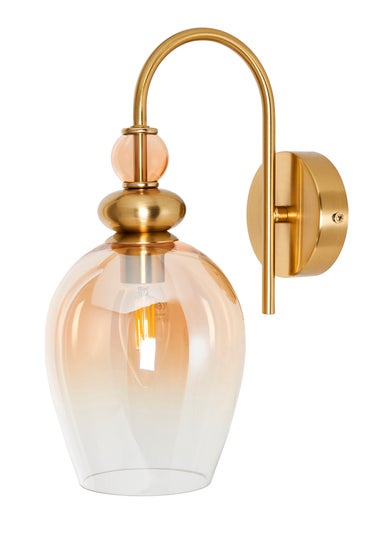 BHS Lighting Teyana Brass Glass Wall Light (31cm x 14cm)