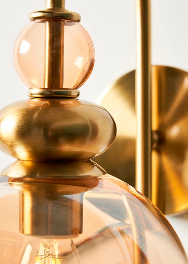 BHS Lighting Teyana Brass Glass Wall Light (31cm x 14cm)