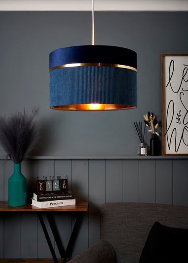 BHS Lighting Juel Velvet Easyfit Blue Shade (20cm x 30cm)