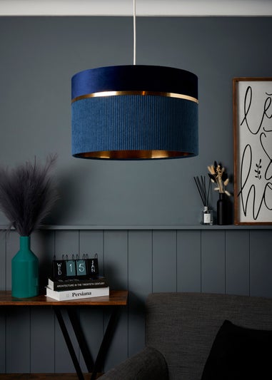 BHS Lighting Juel Velvet Easyfit Blue Shade (20cm x 30cm)