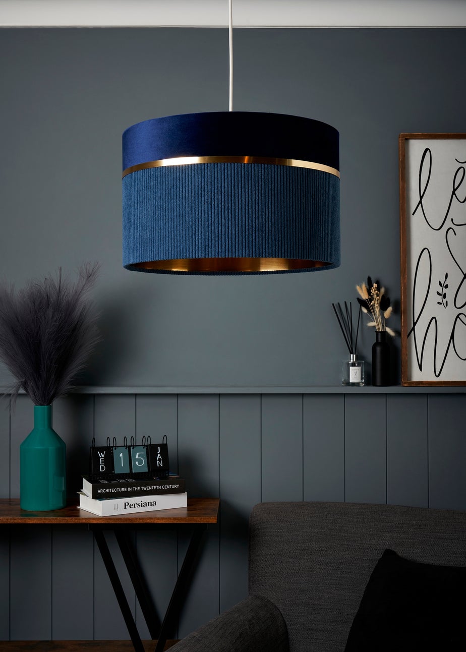 BHS Lighting Juel Velvet Easyfit Blue Shade (20cm x 30cm)