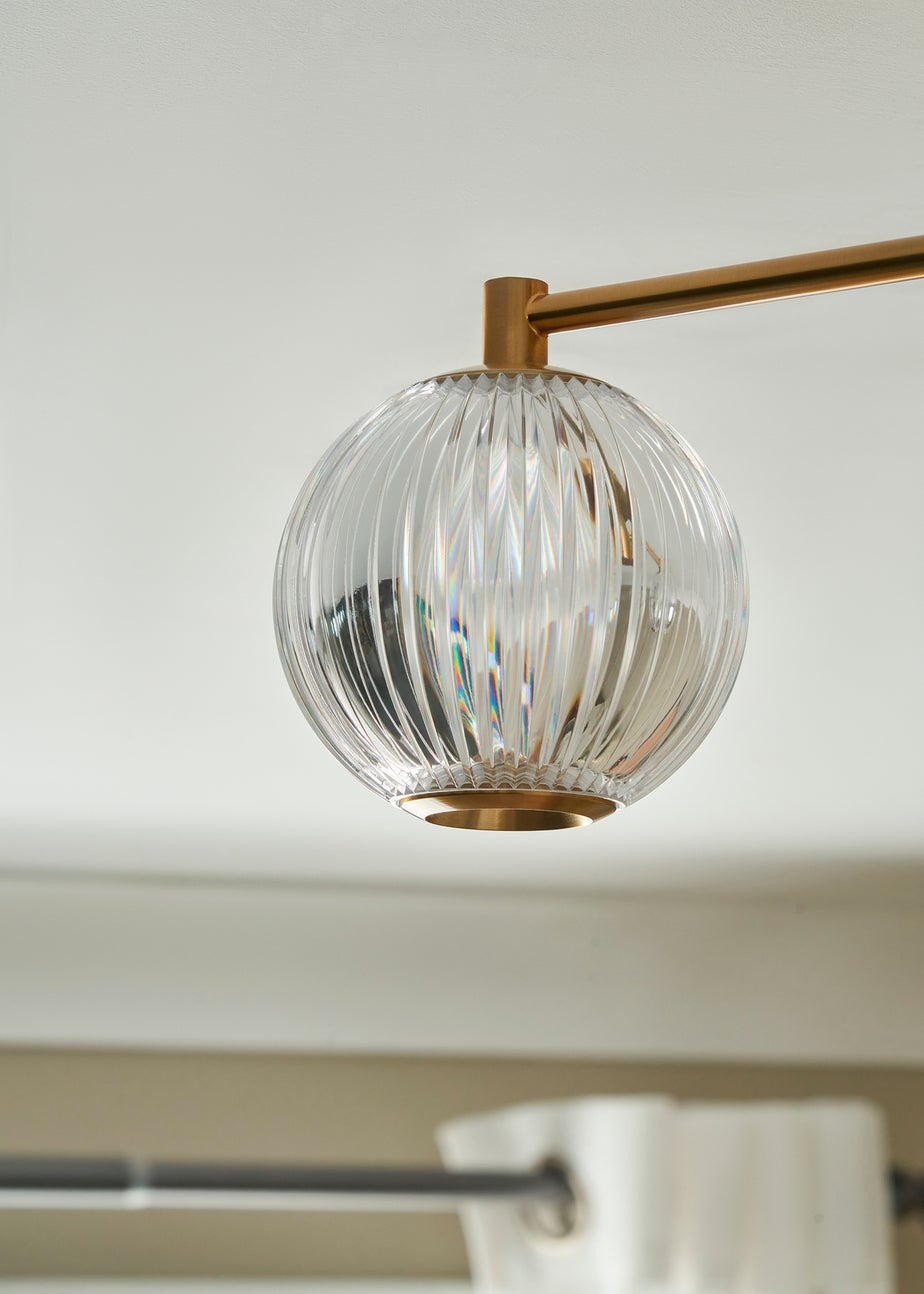 BHS Lighting Raeden LED Brass Acrylic Ball 3 Light Semi Flush (19cm x 45cm)