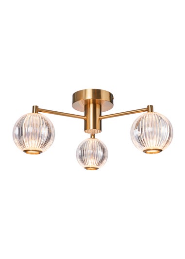 BHS Lighting Raeden LED Brass Acrylic Ball 3 Light Semi Flush (19cm x 45cm)