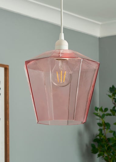 BHS Lighting Octagon Easyfit Glass Pink (23cm x 20cm)