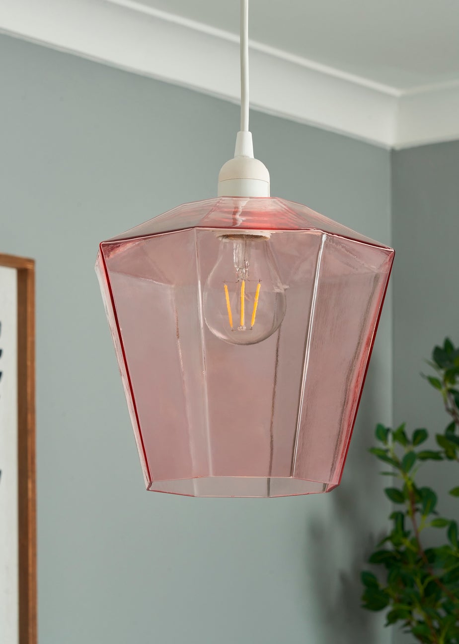 BHS Lighting Octagon Easyfit Glass Pink (23cm x 20cm)