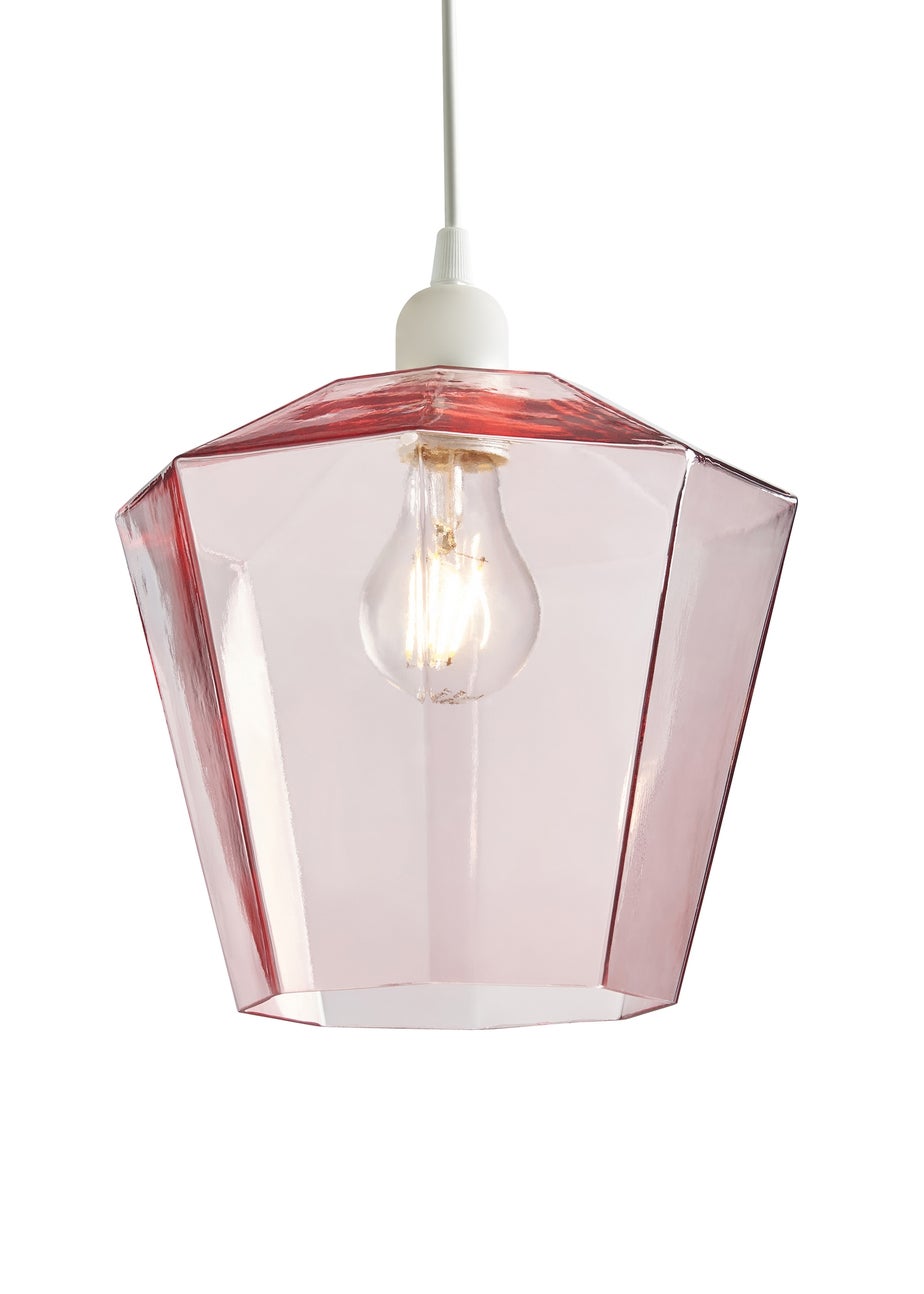 BHS Lighting Octagon Easyfit Glass Pink (23cm x 20cm)