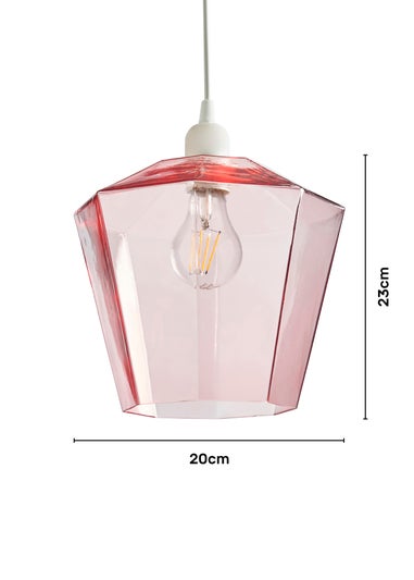 BHS Lighting Octagon Easyfit Glass Pink (23cm x 20cm)