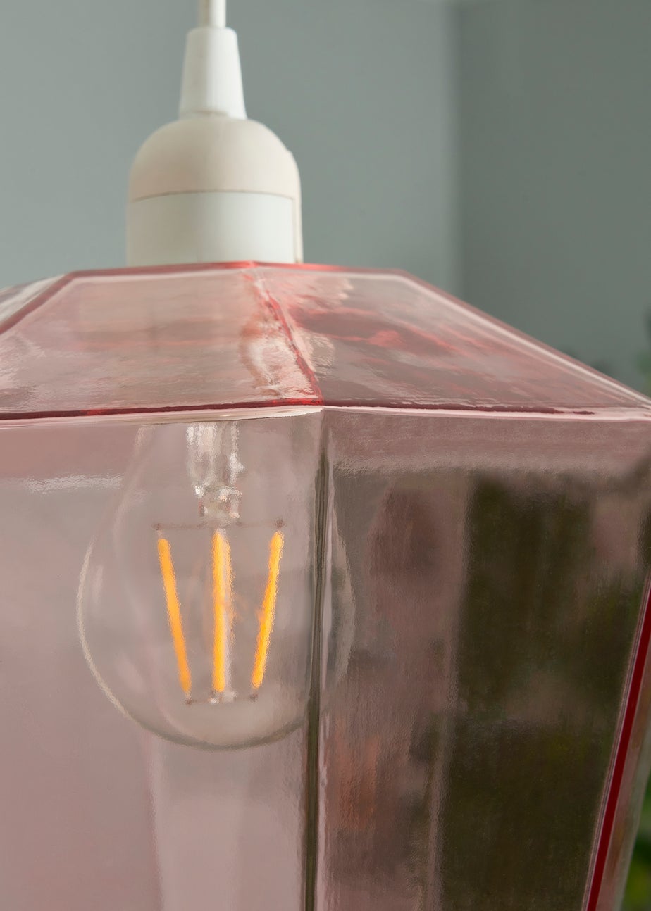 BHS Lighting Octagon Easyfit Glass Pink (23cm x 20cm)