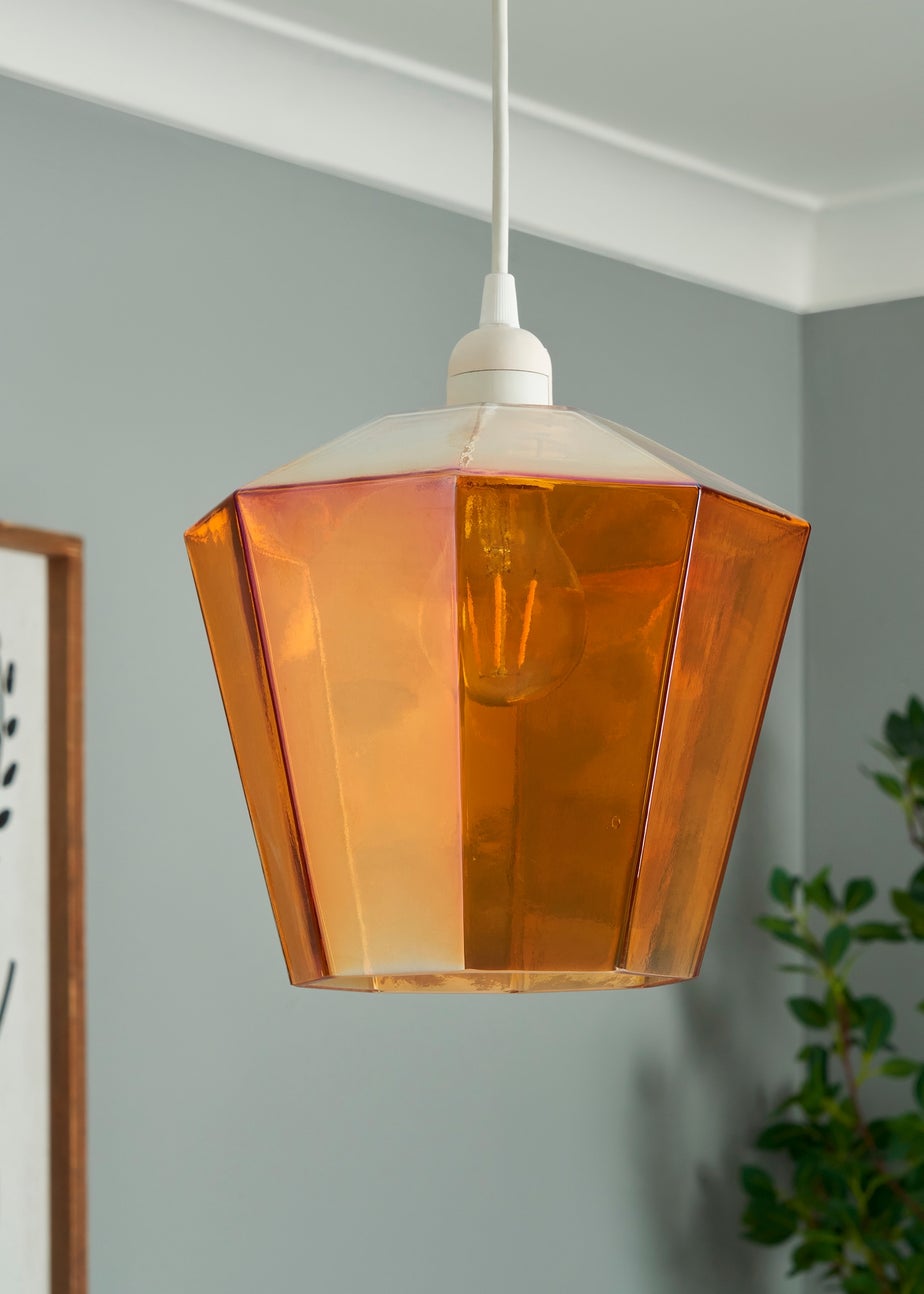 BHS Lighting Octagon Easyfit Glass Amber (23cm x 20cm)