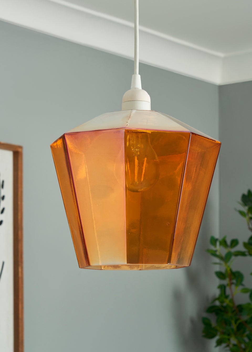 BHS Lighting Octagon Easyfit Glass Amber (23cm x 20cm)