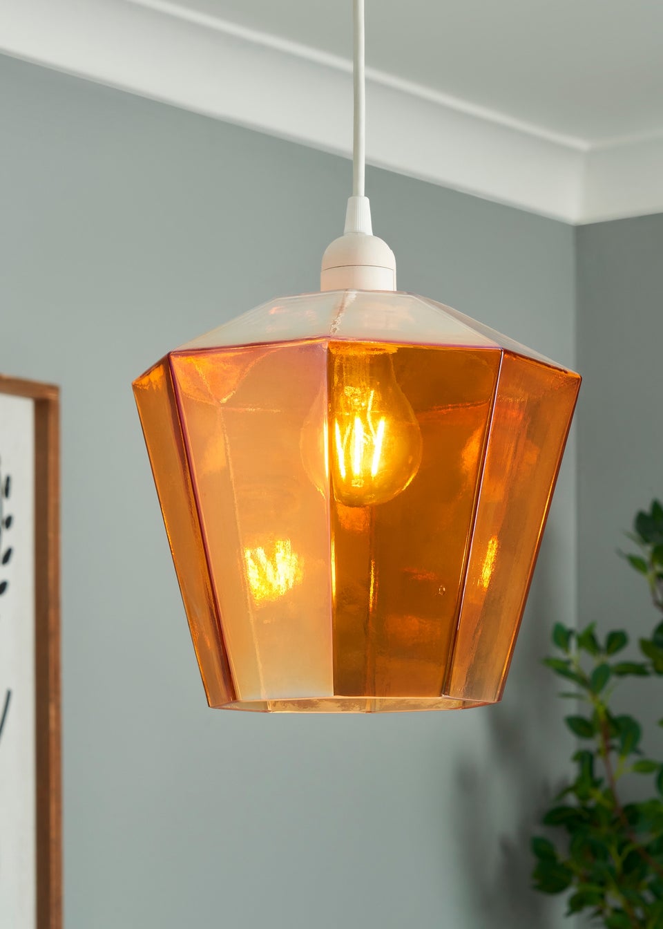 BHS Lighting Octagon Easyfit Glass Amber (23cm x 20cm)